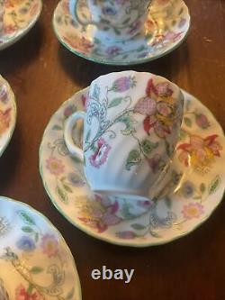 7 Sets Minton England Haddon Hall Chintz Demitasse Cups & Saucers