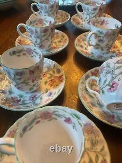 7 Sets Minton England Haddon Hall Chintz Demitasse Cups & Saucers