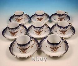 8 Andrea by Sadek Federal Eagle Demitasse Cup Saucer Chinese Export Style 7636