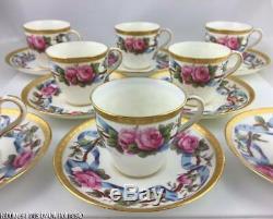 8 Antique Mintons Demitasse Coffee Cups & Saucers RAISED GOLD and ROSES