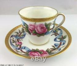 8 Antique Mintons Demitasse Coffee Cups & Saucers RAISED GOLD and ROSES