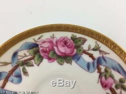 8 Antique Mintons Demitasse Coffee Cups & Saucers RAISED GOLD and ROSES