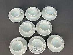 8 Apilco France Porcelain Espresso Demitasse Cups Saucers Mint