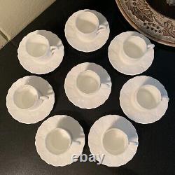 8 Coalport Oceanside 2 1/4 Demitasse Cups & Saucers White Shell Pattern MINT