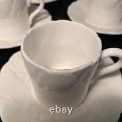 8 Coalport Oceanside 2 1/4 Demitasse Cups & Saucers White Shell Pattern MINT