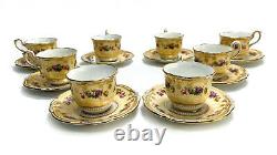 8 Copeland Spode England Porcelain Demitasse Cup & Saucers, circa 1900