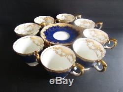 8 Crown Staffordshire Pattern A13044 Cobalt Blue & Gold Demitasse Cup and Saucer