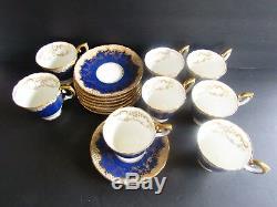 8 Crown Staffordshire Pattern A13044 Cobalt Blue & Gold Demitasse Cup and Saucer