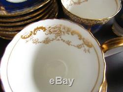 8 Crown Staffordshire Pattern A13044 Cobalt Blue & Gold Demitasse Cup and Saucer