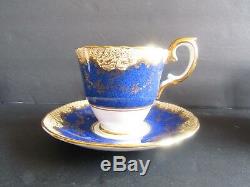 8 Crown Staffordshire Pattern A13044 Cobalt Blue & Gold Demitasse Cup and Saucer