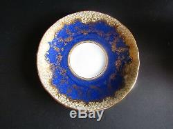 8 Crown Staffordshire Pattern A13044 Cobalt Blue & Gold Demitasse Cup and Saucer