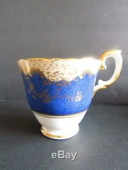 8 Crown Staffordshire Pattern A13044 Cobalt Blue & Gold Demitasse Cup and Saucer