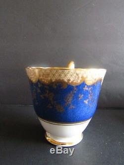 8 Crown Staffordshire Pattern A13044 Cobalt Blue & Gold Demitasse Cup and Saucer