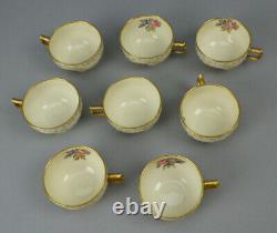 8 Diplomat Rosenthal Ivory Sanssouci Rose Gold Trim Demitasse Cups & Saucers