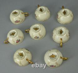 8 Diplomat Rosenthal Ivory Sanssouci Rose Gold Trim Demitasse Cups & Saucers