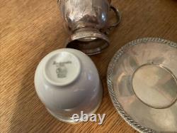 8 Fisher Sterling Demitasse Cups & Saucers with Hutschenreuther Selb Bavaria Liner