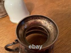 8 Fisher Sterling Demitasse Cups & Saucers with Hutschenreuther Selb Bavaria Liner