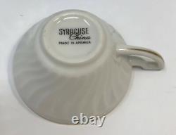 8 Flat Demitasse Cups & Saucers Syracuse Baroque Maroon Mid Century Vintage USA