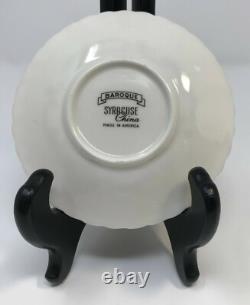 8 Flat Demitasse Cups & Saucers Syracuse Baroque Maroon Mid Century Vintage USA