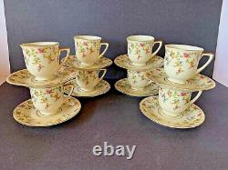 8 HEINRICH & CO. PORCELAIN COQUETTE DEMITASSE CUPS & SAUCERS-GERMANY- c. 1930s