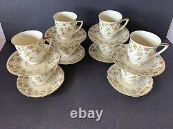 8 HEINRICH & CO. PORCELAIN COQUETTE DEMITASSE CUPS & SAUCERS-GERMANY- c. 1930s