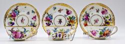 8 Hand Painted Dresden Demitasse Cup & Saucers Flowers, Circa 1920
