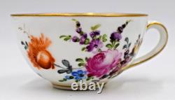 8 Hand Painted Dresden Demitasse Cup & Saucers Flowers, Circa 1920