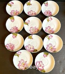 8 Hand Painted Haviland Limoges Demitasse Cups + 11 Saucers With Pink Orchid Gold