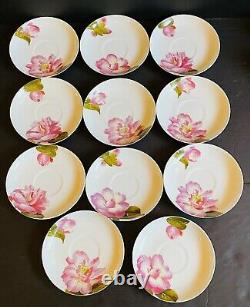 8 Hand Painted Haviland Limoges Demitasse Cups + 11 Saucers With Pink Orchid Gold