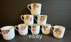 8 Hand Painted Haviland Limoges Demitasse Cups + 11 Saucers With Pink Orchid Gold