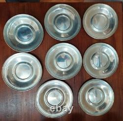 8 Lenox Demitasse Porcelain insert cups, Wallace Sterling Silver Saucer Set, MNS