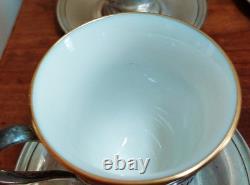 8 Lenox Demitasse Porcelain insert cups, Wallace Sterling Silver Saucer Set, MNS
