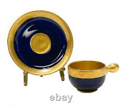 8 Lenox Porcelain Demitasse Blue & Gilt Espresso Cup and Saucers, circa 1920