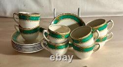 8 Morley Fox Savoy Green Demitasse Cups And Saucers