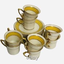 8 Rosenthal Bavaria Ivory Gold Porcelain Demitasse Cup Saucers Dainty Formal