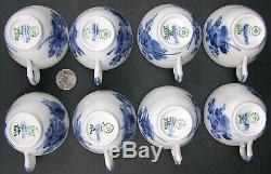 8 Royal Copenhagen BLUE FLOWER Demitasse Coffee Cups Saucers 10/8040 Braided