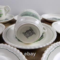 8 Spode Hunt Scenes (Green Ring) Demitasse Cups & Saucers Vintage England