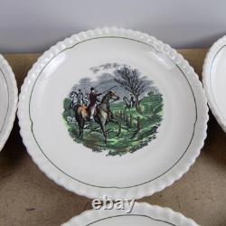 8 Spode Hunt Scenes (Green Ring) Demitasse Cups & Saucers Vintage England