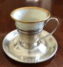 8 Vintage Gorham Sterling Cup Holders/ Saucers with Lenox Demitasse Cup inserts