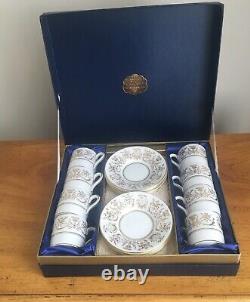 8 Vtg Coalport Allegro Demitasse Cups & Saucers In Original Presentation Case