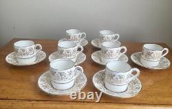 8 Vtg Coalport Allegro Demitasse Cups & Saucers In Original Presentation Case