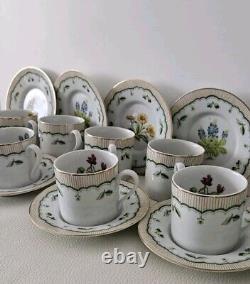 8 sets Georges Briard Victorian Gardens Multi Motif Demitasse Tea Cups & Saucers