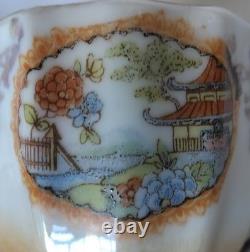 8pc. Antique Demitasse Cup And Saucers Hand-painted Japanese Landscape