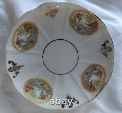 8pc. Antique Demitasse Cup And Saucers Hand-painted Japanese Landscape