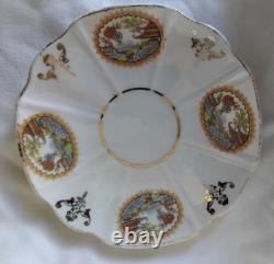 8pc. Antique Demitasse Cup And Saucers Hand-painted Japanese Landscape