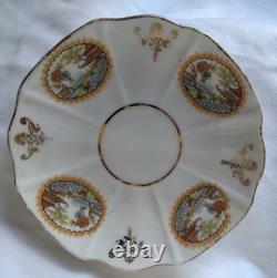 8pc. Antique Demitasse Cup And Saucers Hand-painted Japanese Landscape
