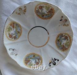 8pc. Antique Demitasse Cup And Saucers Hand-painted Japanese Landscape