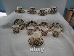 9 English Royal Crown Derby Traditional Imari 2451 Demitasse Cups and Saucers