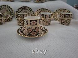 9 English Royal Crown Derby Traditional Imari 2451 Demitasse Cups and Saucers