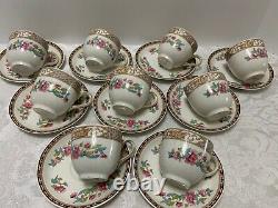 9 INDIAN TREE DEMITASSE CUPS & SAUCERS Johnson Brothers Antique Brown Greek Key